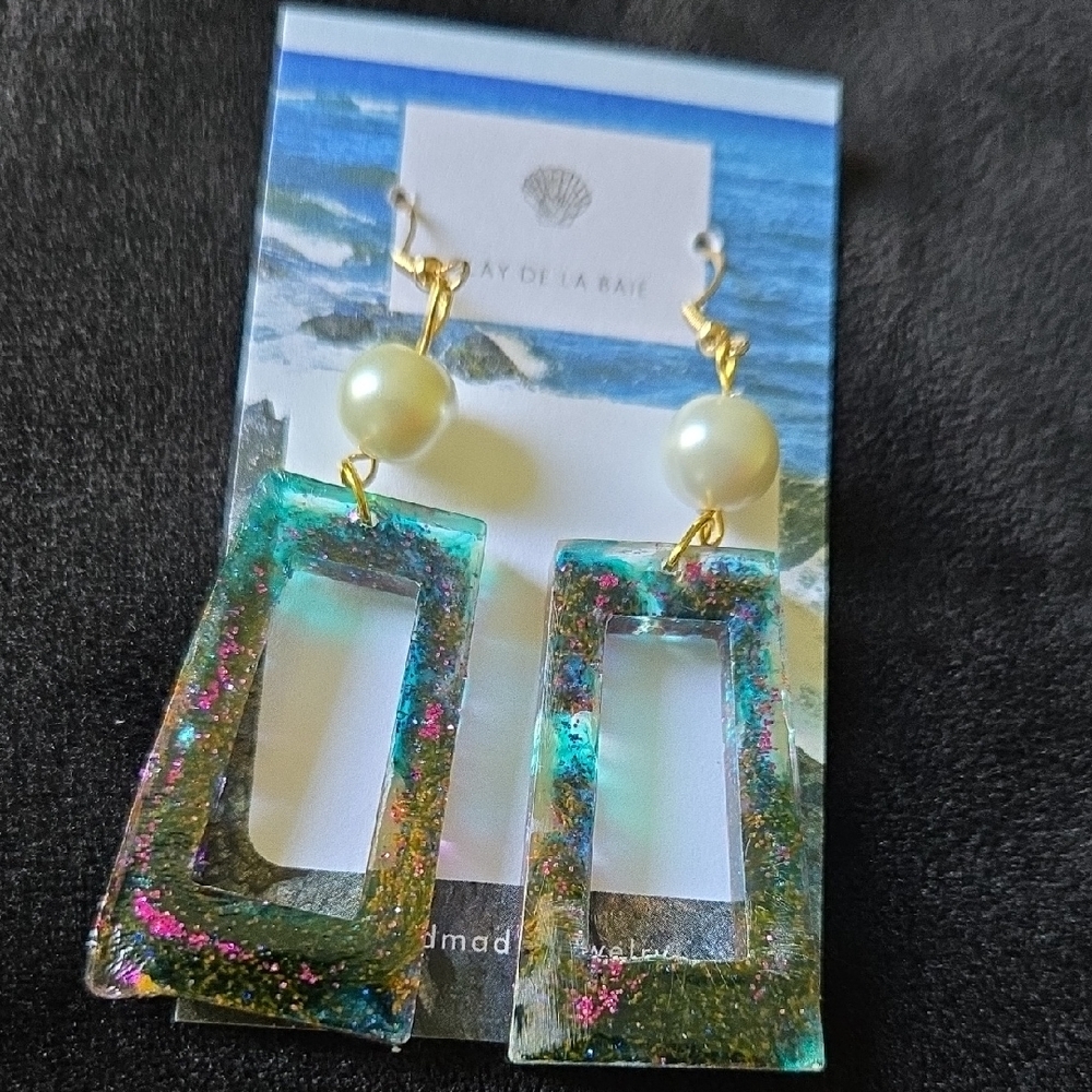 Green and Gold Earrings